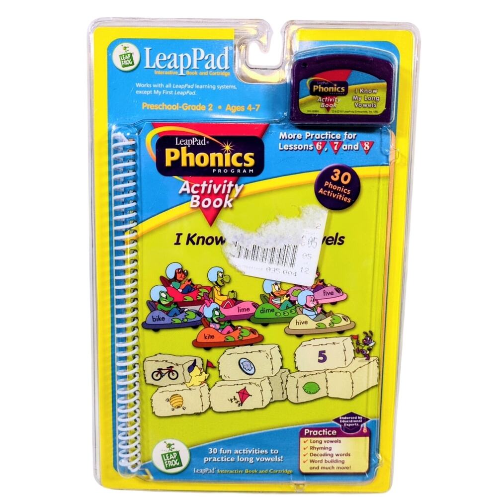 LeapFrog LeapPad Phonics Activity Book I Know My Long Vowels Cartridge Ages 4-7